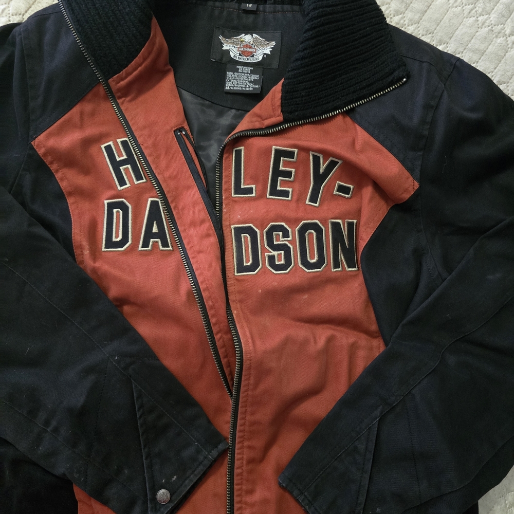 Harley-Davidson Black and Rust Red Two-Tone Zip Jacket